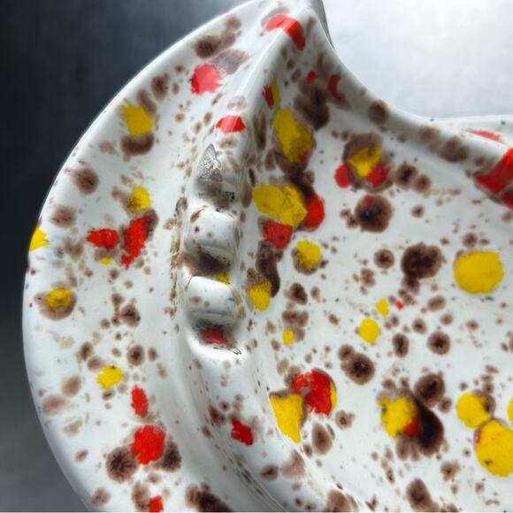 Vintage MCM Speckled Ceramic Handmade Ashtray - Picture 4 of 7